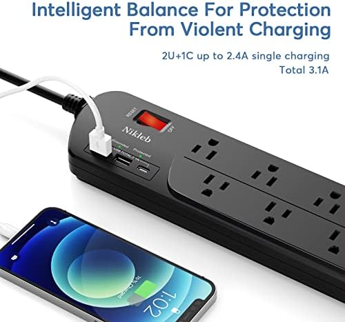 Maximize Your Power with the 23-in-1 Heavy Duty Surge Protector Power Strip – 20 Outlets Plus 2 USB and 1 USB-C Ports, 6 ft Wall-Mountable Extension Cord for Efficient Gaming, Office, and Home Setup – Unmatched Compatibility and Fast Charging Solutions