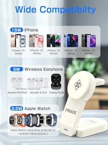 Premium 3-in-1 Magnetic Wireless Charging Station for i Phone 16/15/14/13/12, Apple Watch Ultra/SE, and Air Pods – Fast & Efficient Multi-Device Charger with Enhanced Safety Features for Home, Office & Travel