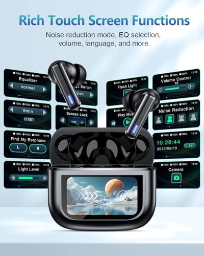 Premium Bluetooth Wireless Earbuds with Advanced Touch Control – Cutting-Edge ANC & ENC Noise Cancellation for Immersive Sound – 40 Hours Deep Bass Playback & IPX7 Waterproof Design for Ultimate Durability – Crystal Clear Call Quality with Integrated Microphones – 5 Customizable EQ Settings for Tailored Listening on i OS & Android Devices (Sleek Dark Blue) – Your Ideal Audio Companion for Active Lifestyles and Uninterrupted Enjoyment