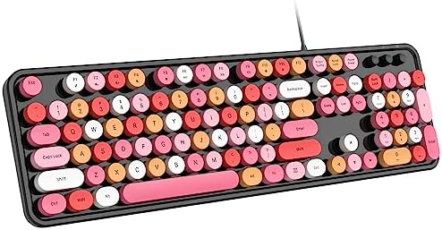 Experience Ultimate Clarity with the Large Print Wired Office Keyboard – 104 Full-Sized Typewriter Keys for Enhanced Visibility, Ergonomic Design, and Instant USB Plug & Play Compatibility for Windows and PCs – Perfect for Home and Office Use