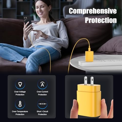 Essri 25 W Fast Charging Power Pack – Ultimate USB-C Wall Adapter Set with 6 ft & 10 ft Cables for i Phone 16/15, i Pad Pro/Mini Compatibility – Ideal Travel & Home Charging Solution for Busy Lifestyles