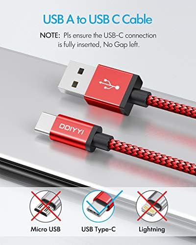 USB Type C Cable 5Pack (3/3/6/6/10FT), Nylon Braided USB C Cable Fast Charger Cord for iPhone 16/15, Samsung Galaxy S24 S23, LG V30 V20 G5 G6, PS5, Google Pixel, Redmi, HTC – Enhanced Compatibility and Speed