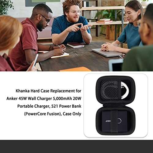 Khanka Protective Hard Case for Anker 45 W Wall Charger & 20 W Portable Charger – Ultimate Travel Companion for Anker 521 Power Bank (Power Core Fusion) – Lightweight Shockproof Design, Modern White Finish, Secure Zipper Closure for Enhanced Portability and Device Safety