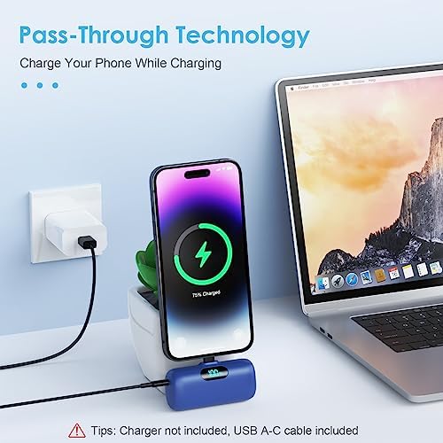 Compact Pink Portable Charger for i Phone – 5000 m Ah PD Fast Charging Power Bank, Lightweight Mini Battery Pack Compatible with i Phone 14/14 Pro Max/13/13 Pro/12 Pro/11/XS/XR/X/8/7/6 – Stylish and Versatile Backup Solution for On-the-Go Power
