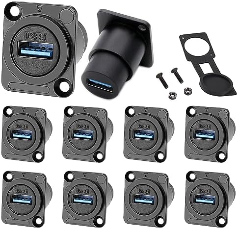 PENGLIN USB 3.0 Waterproof Socket Coupler – 2 PCS D-Type Panel Mount Female-to-Female Connector for High-Speed Data Extension, Solderless Installation, Ideal for Outdoor Use and Industrial Applications, Durable and Reliable Signal Adapter