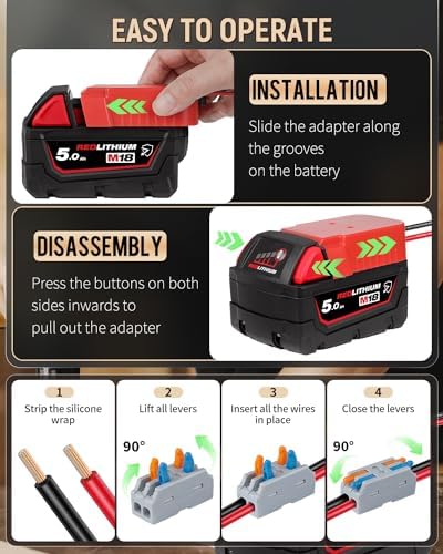 Vibit 18 V to 12 V High-Performance Voltage Reducer for Milwaukee M18 Batteries – Ultimate Power Adapter for Golf Carts, RC Vehicles, and DIY Innovations – Robust 180 W Capacity with Advanced Protection Features for Reliable Operation and Enhanced Device Compatibility