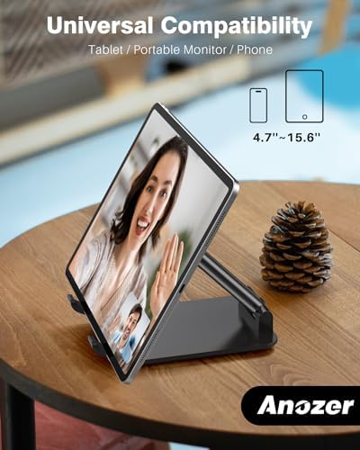 Transform Your Work and Play with the Anozer Adjustable Tablet Stand – Ultra-Lightweight, Foldable Design for Seamless Use with i Pad Pro, Surface Pro, and More – Perfect for Effortless Video Calls, Enhanced Productivity, and Hands-Free Viewing – Supports Devices 4.7″ to 15.6″ – Robust Construction for Stability and Contemporary Style – Ideal for Home, Office, or Travel Adventures