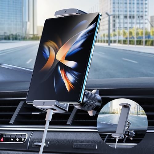 Universal 360-Degree Rotatable Car Phone Holder – Air Vent Mount for i Phone, Android & Tablets (4.7-12.9”) – Enhanced Stability & Hands-Free Convenience for Safe Driving & Navigation – Sleek Design for Optimal Compatibility