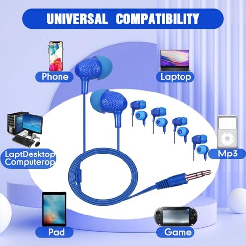 Macarrie 200 Pack Wired Earbuds – Vibrant Classroom & Office Headphones with 3.5 mm Compatibility – Individually Bagged for Hygiene & Seamless Distribution – Lightweight & Durable Design for All-Day Comfort – Ideal for Lectures, Music Listening, and Conference Calls