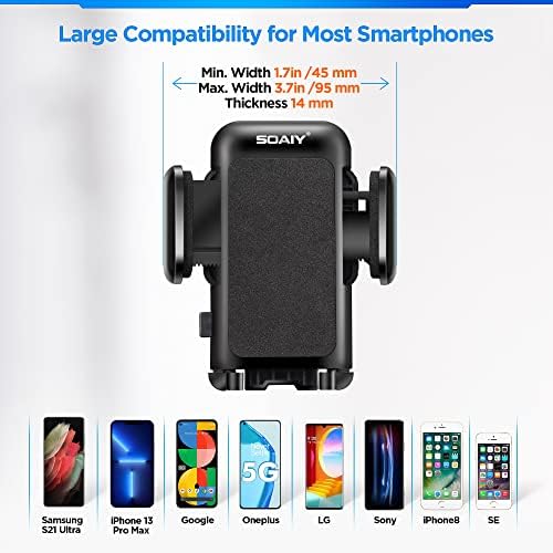 SOAIY 3-in-1 Cigarette Lighter Car Mount with Voltage Detector – Dual USB 3.1 A Charger, Flexible Gooseneck, and 360° Rotating Cradle for Enhanced Smartphone Compatibility (Fits 1.7-3.7 Inch Devices) – Ultimate Driving Convenience and Safety Solution