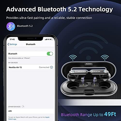 Nexi Go Air T2 Ultra-Thin Wireless Earbuds – Superior Qualcomm QCC3040 Chipset, Bluetooth 5.2 for Instant Connectivity, 4-Mic CVC 8.0 Noise Cancelling for Exceptional Clarity, apt X High-Definition Sound, 28-Hour Playtime with Quick USB-C Charging, IPX5 Waterproof Design for Active Lifestyles – Sleek Black Finish for Ultimate Comfort and Style