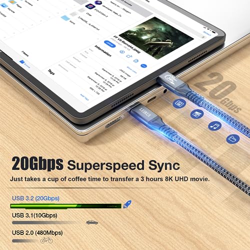 Ultra-Fast 240 W USB C to USB C Charging & Data Transfer Cable – Experience 20 Gbps Speed and 4 K Video Output for Seamless Connectivity with Samsung Galaxy, Mac Book Pro/Air, and i Pad Mini – Perfect for Professionals and Everyday Users Seeking Efficiency and Durability