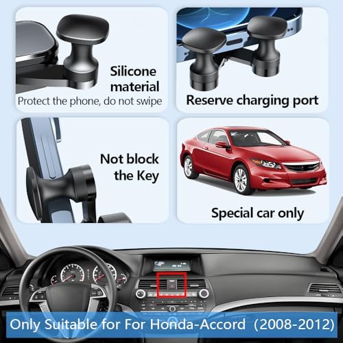 Premium Car Phone Holder Mount for Honda Accord 2008-2012 – Secure Mobile Device Cradle for Effortless Navigation and Hands-Free Use – Sleek No Bar Display Design, Easy Installation, and Enhanced Durability – Perfect for LX, LX-P, SE, EX, EX-L, and LX-S Models – Elevate Your Driving Safety with Optimal Viewing and Stability