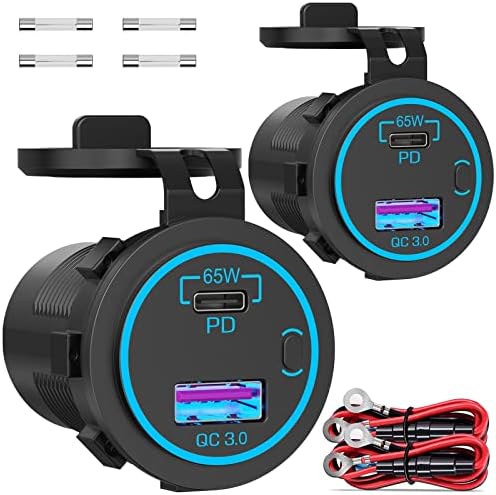 Ultimate 83 W 12 V USB Outlet Laptop Charger – Dual Fast Charge 65 W USB-C PD3.0 & 18 W QC3.0 Ports – Waterproof Multi-Car Socket with Energy-Saving Power Switch – Ideal for Cars, Boats, RVs, Trucks, and More – Unmatched Compatibility & Speed for All Devices