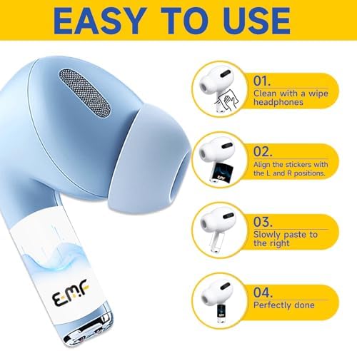 Eco-Friendly Protection Stickers for Air Pods Pro 2 nd/3 rd Gen – 4-Pack Durable Decals to Shield Bluetooth Headphones and Wireless Earbuds – Sleek White Design Enhances Performance and Aesthetic Appeal