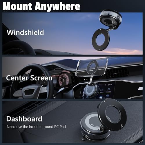 Ultra-Strong Magnetic Suction Phone Holder for Cars – 96 lbs Grip & 360° Rotation for Effortless Navigation – Versatile Mount for Vehicles, Gyms, and Home Use – Compatible with All i Phone and Android Models for Ultimate Convenience