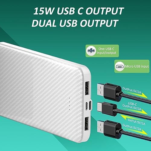 12000 m Ah SLu B Portable Power Bank – Ultra-Slim Fast Charging Battery Pack with 3 A USB-C, Ideal for i Phone, Samsung & Tablets – Enhanced Universal Compatibility for On-the-Go Connectivity