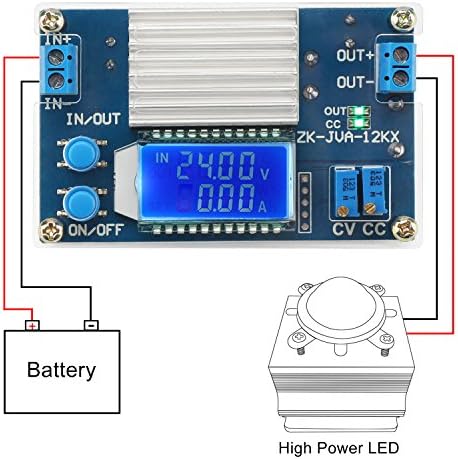 DROK Ultra-Adjustable DC Buck Converter – Precision Power Supply with 1.2 V-32 V Output and 12 A Capacity, Ideal for Solar Energy Systems, RV Applications, and Golf Cart Energy Management – LCD Display for Real-Time Voltage Monitoring and Dual Mode Operation