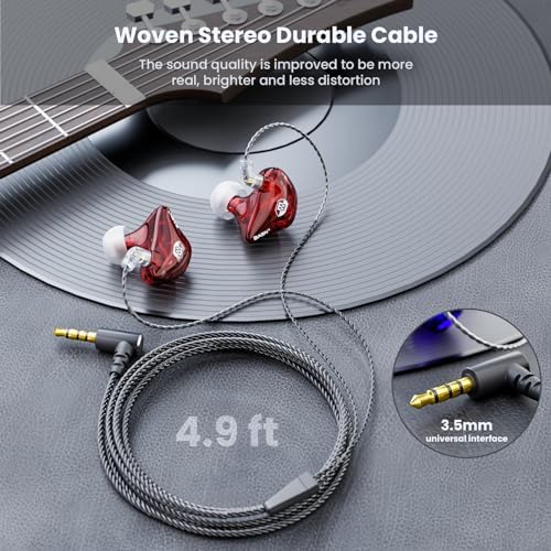 BASN Bsinger Professional Dual Driver In-Ear Monitor Headphones – Hi-Fi Sound Quality Earbuds with Built-in Mic for Musicians and Drummers (Black, 2-Pin) – Superior Comfort and Durability for Live Performances