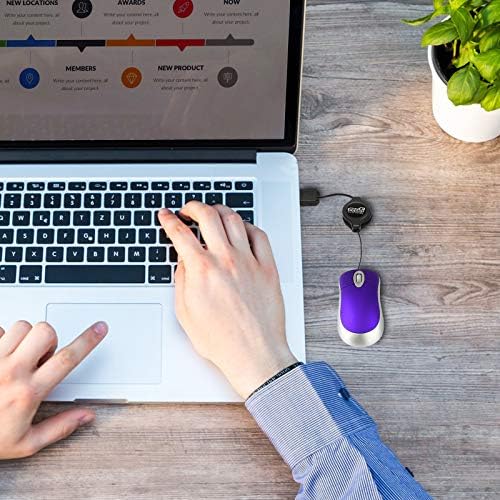 Compact Blue USB Optical Mouse Duo with Retractable Cable – Perfect Travel Accessory for Windows & Mac Users, High Precision & Ergonomic Comfort, Tangle-Free Design for On-the-Go Computing