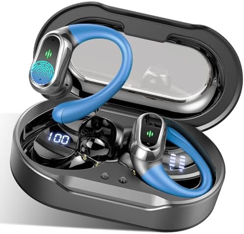 Rolosar Bluetooth 5.4 Sport-Optimized Wireless Earbuds – IP7 Waterproof with Advanced ENC Noise Cancellation, Ergonomic Earhooks for Ultimate Comfort, Dual LED Battery Indicator, 50-Hour Playback – Ideal for Running, Fitness, and Everyday Use