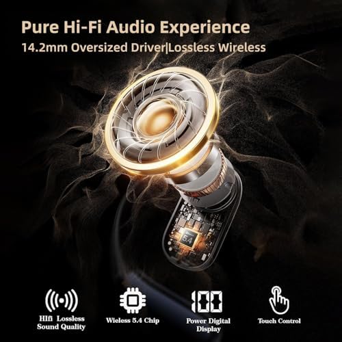 Stylish Pink Bluetooth Earbuds for Active Women – High-Performance Sports Headphones with 36-Hour Battery Life, IPX7 Waterproof Design, Secure Over-Ear Hooks, and Touch Control – Ideal for Gym, Running, and HD Sound Experience with Quick Charge Feature