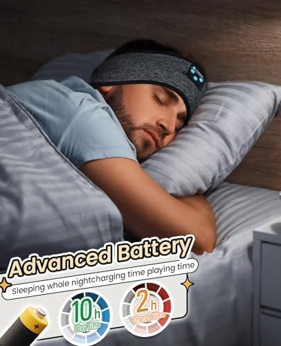 Fulext Bluetooth Sleep Headphones Headband – Ultimate Comfort for Side Sleepers, Thin HD Stereo Sound Quality – Ideal for Insomnia Relief and Travel Convenience – Perfect Gift for Men and Women – Enhanced Compatibility, Long-Lasting Battery Life for All Night Relaxation