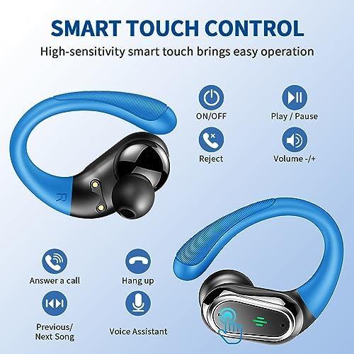 Rolosar Bluetooth 5.4 Sport-Optimized Wireless Earbuds – IP7 Waterproof with Advanced ENC Noise Cancellation, Ergonomic Earhooks for Ultimate Comfort, Dual LED Battery Indicator, 50-Hour Playback – Ideal for Running, Fitness, and Everyday Use