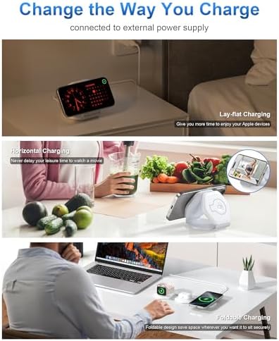 Ultimate 3-in-1 Magnetic Wireless Charging Station for Apple Devices – Foldable Travel Charger for i Phone 16/15/14/13/12 Pro Max, Apple Watch & Air Pods – Fast, Efficient, and Stylish Power Solution for On-the-Go Charging