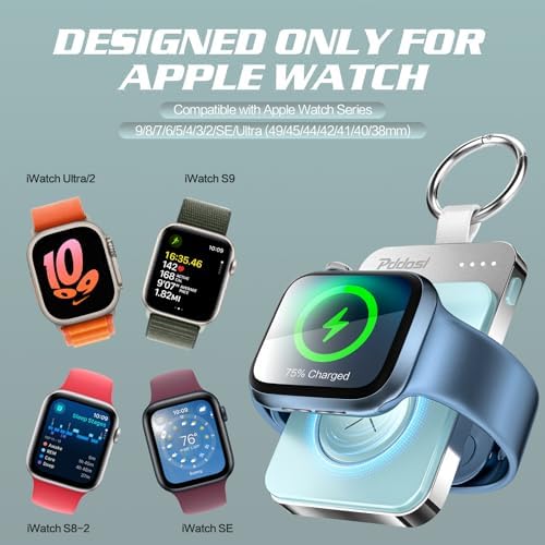 Compact Magnetic Apple Watch Charger Power Bank – 1500 m Ah Keychain Fast Charging Solution for All Models (Series 2-10, SE, Ultra) – Ultimate Portability and Enhanced Compatibility for On-the-Go Lifestyle