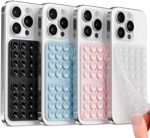 Klearlook 4-Pack Silicone Suction Cup Phone Mount – Creative Hands-Free Phone Grip for Stunning Selfies & Videos in Clear, Light Pink, Hot Pink, and Lavender – Innovative Double-Sided Suction Technology for Wide Compatibility – Premium Durable Design for Effortless Content Creation and Easy Maintenance