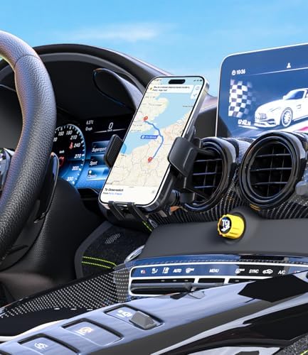 Car Round Vent Phone Mount for Mercedes Benz A/B/C/E/G-Class/GLA/GLK/EQE [Big Phone & Thick Case Friendly], Hands Free Car Phone Holder, Wider Clamp for All Smartphone 4-7.2inch – Enhanced Compatibility and Speed