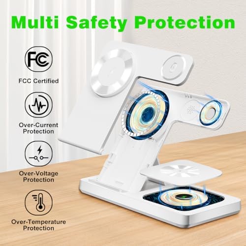 Revolutionary 3-in-1 Magnetic Wireless Charging Station for Mag Safe i Phone 12-16 Series, Effortless Charging Hub for Apple Watch (Series 2-10, Ultra, SE) & Air Pods (3, 2, Pro) – Rapid Charge Technology, Space-Saving Design, Ultimate Device Compatibility and Durability
