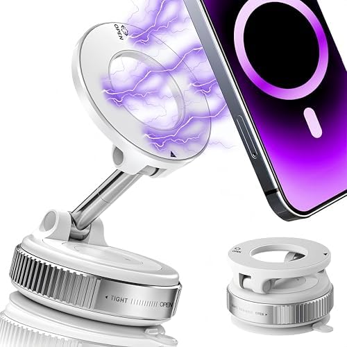 Enhanced 360° Magnetic Phone Holder for Cars & More – Versatile Hands-Free Suction Cup Mount for i Phone 16 Pro Max and Android Devices – Secure Magnetic Grip for Optimal Viewing Anywhere – Perfect for Gym, Shower, and Mirrors – Effortless Installation with Superior Compatibility and Safety