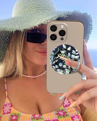 Tycamp Vintage Floral Magnetic Phone Grip – Chic Mag Safe-Compatible Ring Holder for i Phone 16/15/14/13/12 Series – Adorable & Practical Phone Stand for Women and Girls – Superior Grip for Safe Handling & Effortless Selfie Capture