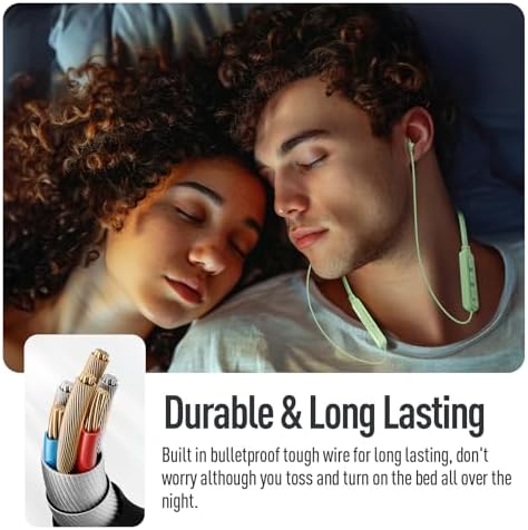 Elevate Your Restful Moments with Hearprotek Mint Green Wireless Sleep Headphones – Ultra-Light Neckband Design Featuring Bluetooth 5.4 Technology for Seamless Connectivity, Tailored Soft Silicone Ear Tips for Side Sleepers, Extended Battery Life for All-Night Use, and Effortless Hands-Free Calling – Perfect for Meditation, Travel, and Professional Environments.