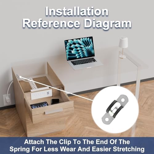 Revolutionize Your Charging Experience with the Docking Drawer Charging Station – Sleek Mounted Outlet Kit for Tidy Installation, 5 FT UL Listed Power Cord, Innovative Spring Cable for Device Compatibility and Safety, Perfect for Home Offices and Modern Workspaces