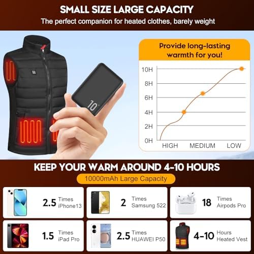 High-Capacity 10,000 m Ah Heated Vest Battery Pack – Efficient 5 V 2 A Power Bank for Ultimate Comfort in Heated Clothing – Lightweight & Durable Design for Outdoor Adventures