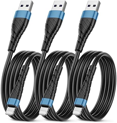 MFi Certified 6 Ft Lightning Charging Cable for i Phone – 3 Pack Fast Charging USB Cord, Durable Design for Enhanced Compatibility with i Phone 12/11/XS/Max/XR/X/8/8 P/7 P/6 & i Pad – Seamless Power-Up Experience