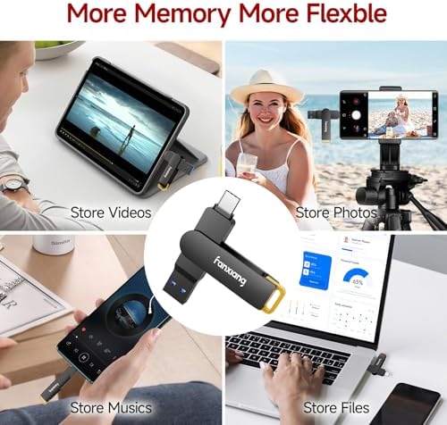Ultra-Fast 256 GB USB Flash Drive – Dual Interface USB A & Type-C 2-in-1 Memory Stick for Effortless Data Transfer and Storage, Perfect for Laptops and Mobile Devices – F375 High-Speed Solution for Seamless Backups and File Sharing