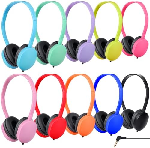 Bulk 24-Pack Kids Classroom Headphones – Durable Wired Earphones with Adjustable Headband for Enhanced Learning Environments (Black) – Ideal for Group Activities and Student Engagement