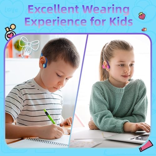 Revolutionary Bluetooth 5.2 Kids Headphones – Safe 85 d B Volume Limiting with Open Ear Design, IPX5 Waterproof for All Adventures, 20 Hours Playtime, Superior Stereo Sound with Built-in Mic – Perfect for School & Playtime in Chic Pink