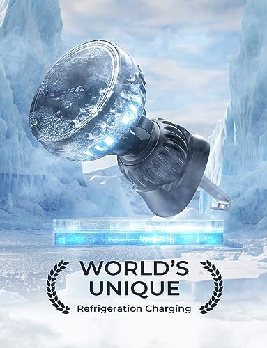 LISEN 15 W Magnetic Cooling Car Charger Mount for i Phone 16/15/14/13/12 Pro Max/Plus/Mini – Fast Wireless Charging with Integrated Fan Technology – Sleek Silver Design for Enhanced Compatibility and Optimal Device Temperature Control – Essential Automotive Accessory for On-the-Go Convenience and Efficiency