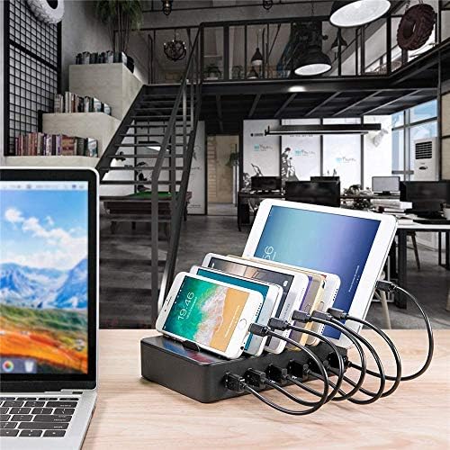 Ultimate 100 W USB C Multi-Device Charging Station: Fast Charge 4 PD & 2 USB Ports for Apple i Phone, i Pad, Android Phones & Tablets | Compact Desktop Organizer with Advanced Safety Features for Home & Office Use
