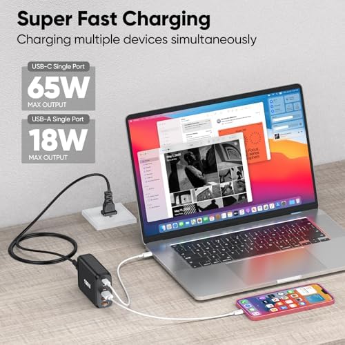 High-Power USB C Charging Station 120 W – 6-Port Ga N III Multi-Device Charger Hub with 65 W Fast Charging for i Phone 16/15, i Pad, Android & More – Smart Tech for Optimal Performance and Safety