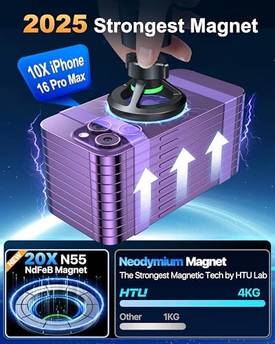HTU 2025 Mag Safe Car Mount – Advanced 5-in-1 Magnetic Phone Holder for i Phone with Robust Suction Power and Customizable Bendable Design for Dashboard, Windshield, and Vent – Elegant Light Rose Finish, Safety Certified for Ultimate Reliability