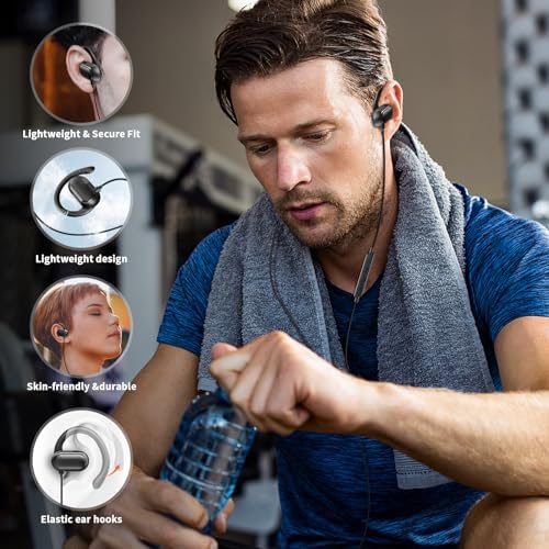 USB C Sport Earbuds with Rotatable Over-Ear Hooks – Ultimate Compatibility for i Phone 16 Plus, Samsung Z Flip Fold 6 & Google Pixel 8 – Lightweight Open Ear Design for Active Lifestyles – Built-in Microphone & Volume Control for Effortless Audio Management – Exceptional Sound Quality & Comfort for Music Enthusiasts