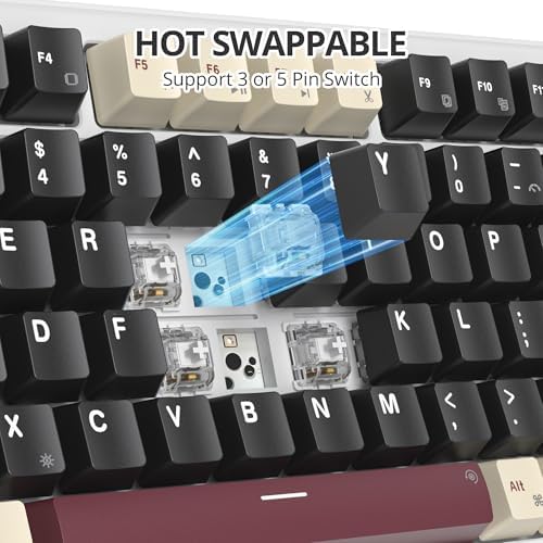 Transform Your Gaming Setup with the 75% Monster B Wired Mechanical Keyboard – 82 Keys, Gasket Mount Design, Hot-Swappable White Switches, RGB Lighting, Programmable Features for Mac/Windows – Unmatched Speed and Comfort for Gamers and Professionals