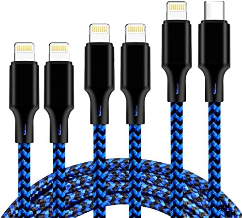 Premium 5-Pack i Phone Charger Set: MFi Certified Nylon Braided Fast Charging Cables (3 FT, 6 FT, 10 FT) for i Phone 14/13/12/11/X/Max/8/7/6/5/SE/i Pad – Unmatched Durability & Versatile Lengths for Every Lifestyle