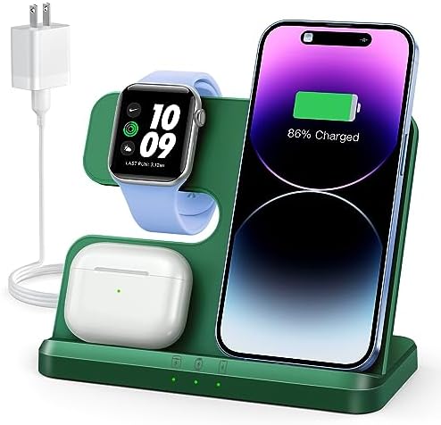 Optimized 3-in-1 Wireless Charging Station for Apple Devices – Fast and Efficient Charger for i Phone 11-16, Apple Watch & Air Pods – Sleek Multi-Device Dock with Enhanced Safety Features for Tangle-Free Power Solutions